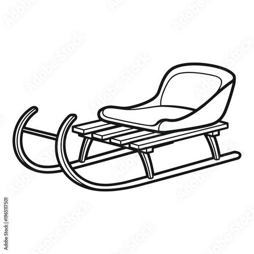 Winter Sled on snow: A winter sled, crafted for the exhilarating thrill of snowy descents, embodies the essence of winter leisure and outdoor fun.