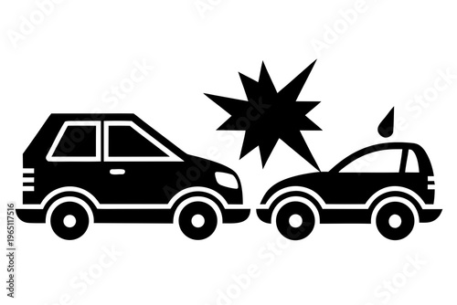 Auto Accident Silhouette Icons Collection Vector Illustration