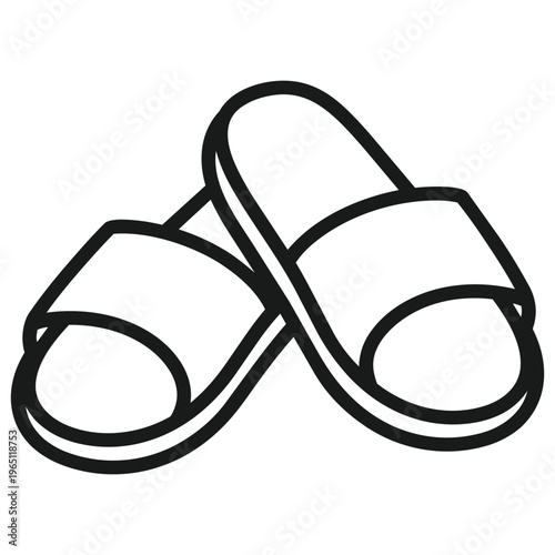 Cozy Comfort: Simple line art of a pair of slippers, a universal symbol of relaxation and home life.