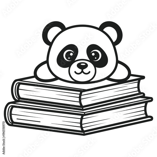 Smart Panda and Literary Wonders: A charming panda perches atop a stack of classic books, an emblem of knowledge and learning. The scene evokes a feeling of studious curiosity.