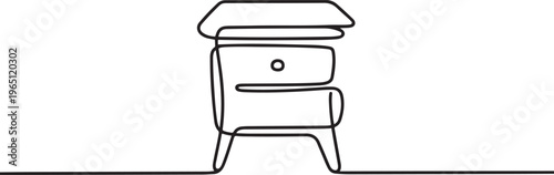 interior of the bedside table. Room table top. A cozy bedside tables. Place by the bed for things. Home cozy furniture. one line art icon drawing vector