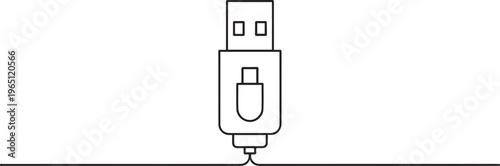 Aux USB adapter icon vector background. USB icon. one line art icon drawing vector