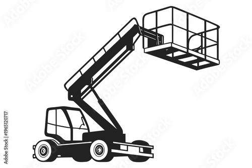 Industrial Aerial Lift Silhouette Icon Vector Illustration