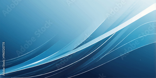 A smooth abstract blue wave background features a flowing gradient pattern with light curves and motion lines to create a dynamic technology backdrop and vector art wallpaper