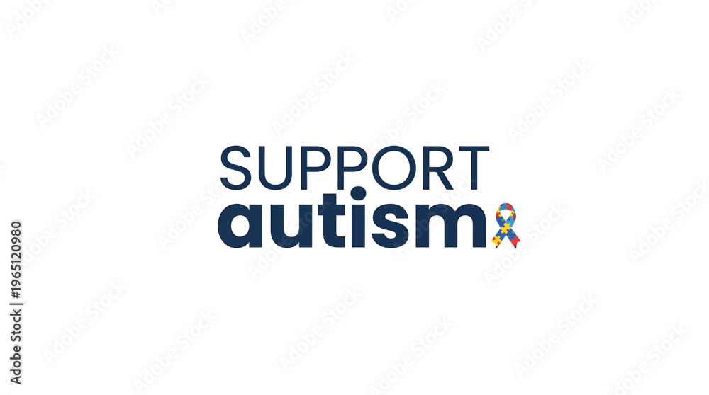 Fototapeta premium Support Autism Awareness Ribbon Puzzle Symbol