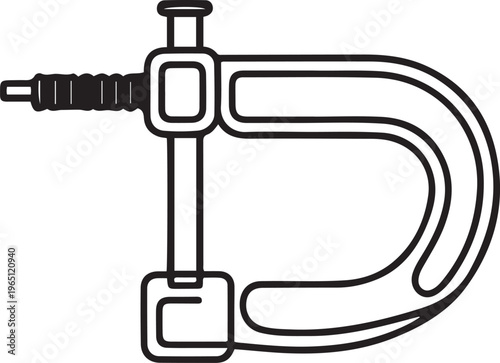 Vice vector background. Joiner's clamp icon. Continuous outline of a Clamp. one line art icon drawing vector
