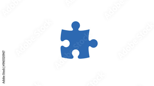 Blue puzzle piece on white background for business and problem solving concepts