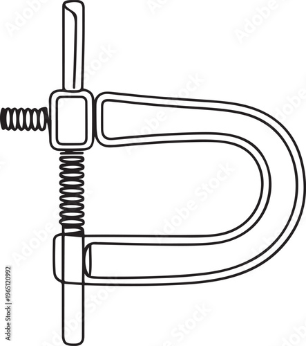 Vice vector background. Joiner's clamp icon. Continuous outline of a Clamp. one line art icon drawing vector