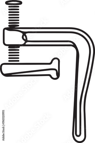 Vice vector background. Joiner's clamp icon. Continuous outline of a Clamp. one line art icon drawing vector