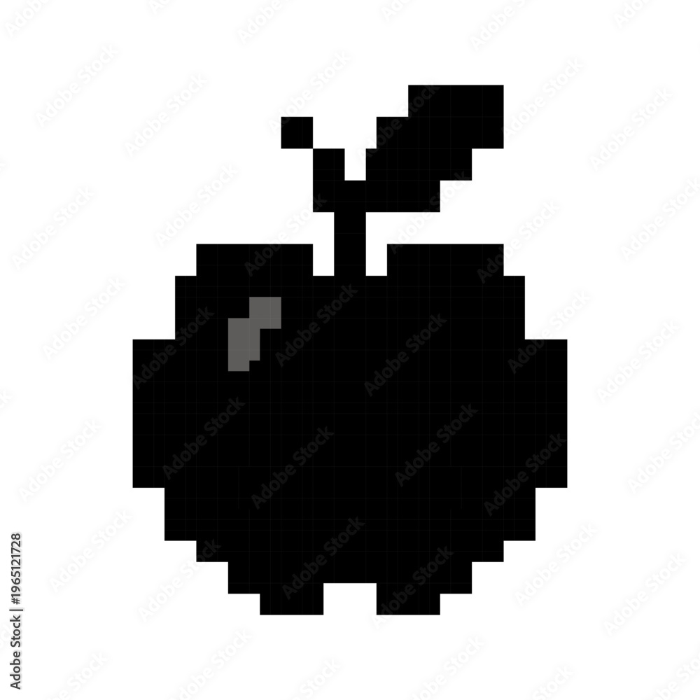 Fototapeta premium Minimalist Pixel Art Silhouette Of A Fresh Whole Apple