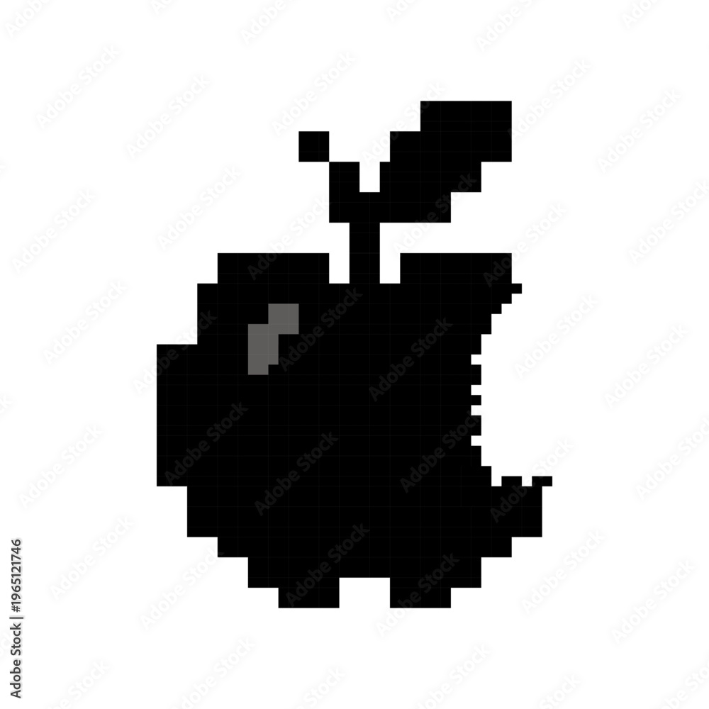 Obraz premium Minimalist Pixel Art Silhouette Of A Bitten Apple