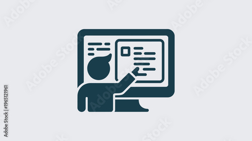 A person interacting with a computer screen displaying a document