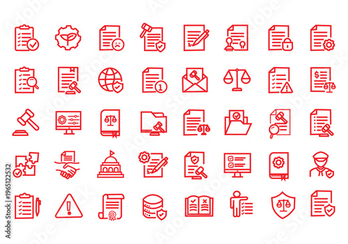 Regulation icon set. Editable line icons. Vector illustration.