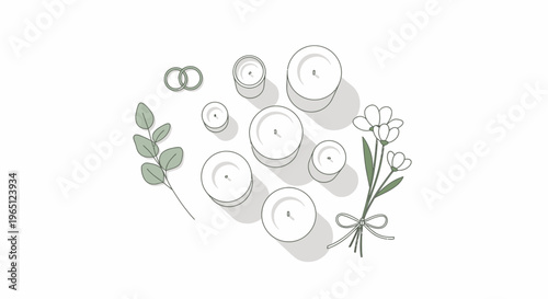 Wedding Rings, Candles, and Flowers Flat Lay - Romantic Celebration Elements