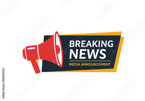 Breaking News Media Announcement Alert - Urgent Information Dissemination and Public Awareness Campaign Graphic