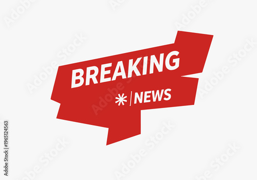 Breaking News Announcement - Red Alert Symbol with Text for Urgent Information