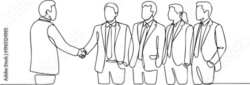 Minimalist Line Art Business Handshake – Partnership, Agreement and Corporate Deal Concept

