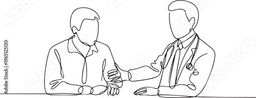 Minimalist Line Art Businessmen Talking – Professional Discussion, Meeting and Communication Concept
