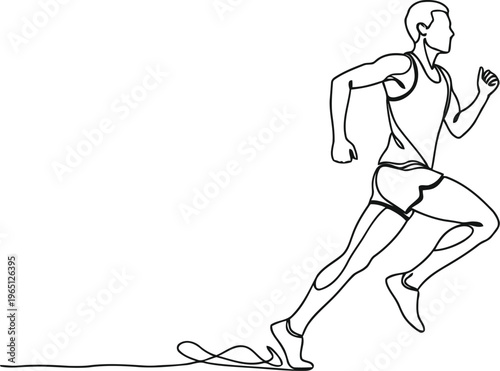 Dynamic line drawing captures athlete sprinting towards the finish line