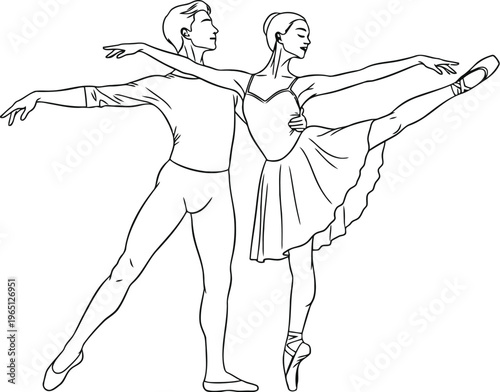 Ballet dancers in motion sketch capturing graceful movement and elegance