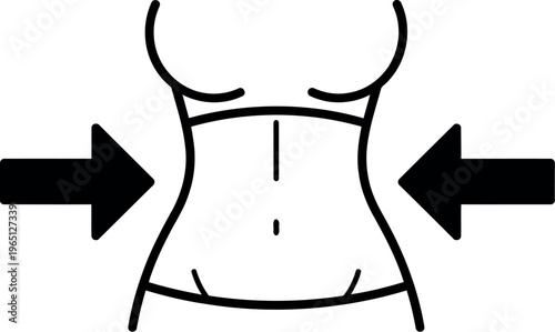 Iconic representation of a slim female torso with arrows indicating weight loss