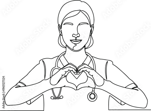 Nurse s heart gesture symbolizing care and dedication in healthcare profession