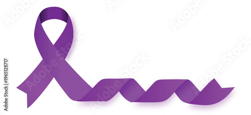 Elegant Purple Ribbon Over White Background for Awareness Campaigns