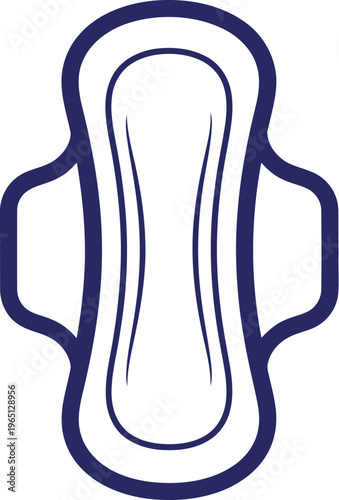Simple outline illustration of a feminine hygiene pad with wings