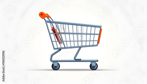 Blue and orange shopping cart illustration with white background for online store use