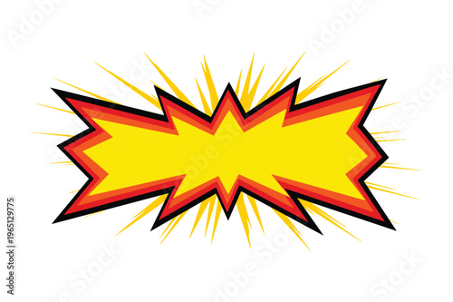 Explosive burst of red and yellow on a white background - a comic book style speech bubble with jagged edges and a bright yellow interior surrounded by red, perfect for graphic