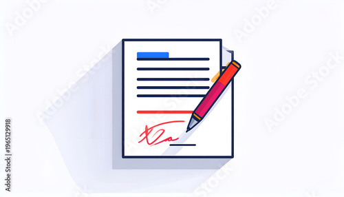 Document signed with pen on white paper business paperwork and agreement concept