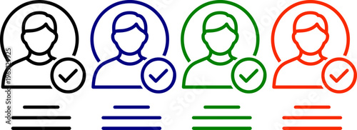 User profile icons with checkmarks in different colors indicating selection or confirmation of user accounts