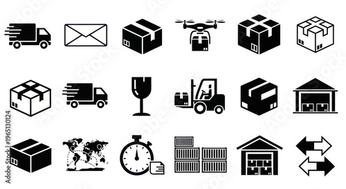 Logistics and transportation icons set.