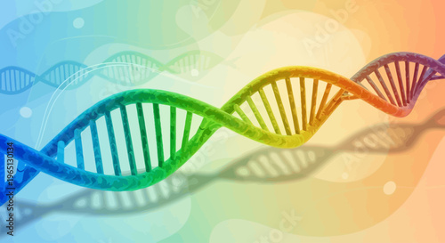 Colorful DNA Double Helix Structure Model.