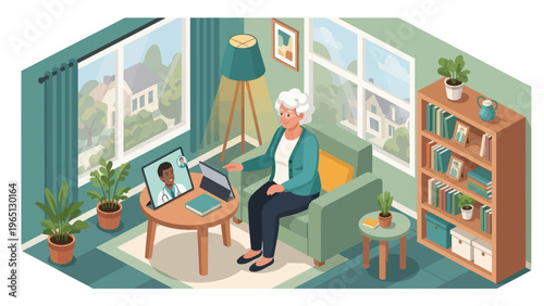 Senior woman using a laptop computer.