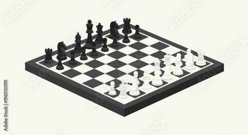 Black and white chess pieces board.