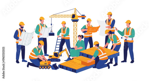 Construction workers at a site.