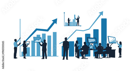 Business people analyzing statistics charts.