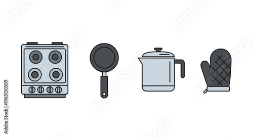 Kitchen Cooking Utensils and Appliances.