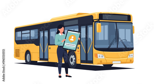 Man standing beside a yellow bus.