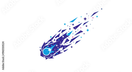Vibrant Blue Cosmic Flame Element Illustration.