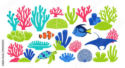 Colorful Coral Reef Fish Marine Life.