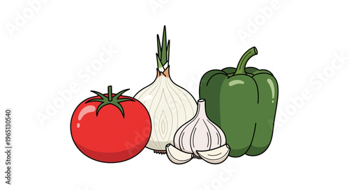 Fresh vegetables on a white background.