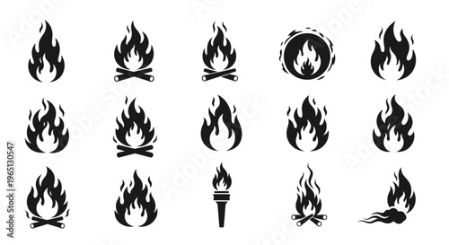 Collection of various flame icons.