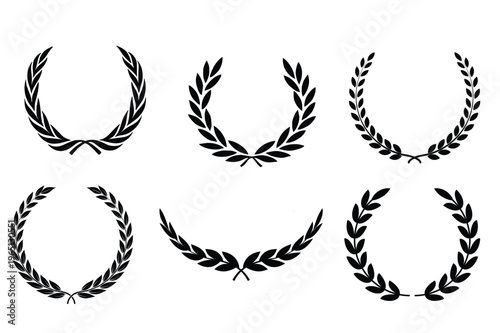 Versatile collection of classic vector laurel wreaths, representing triumph, success, and excellence, ideal for sports awards, academic 
