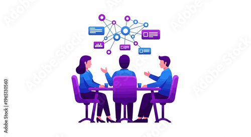 Business people sitting at meeting table.