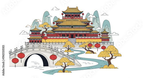 Chinese traditional architecture temple building.