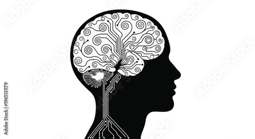 Futuristic brain illustration representing artificial intelligence and complex thought processes.