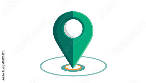 Free Download Green location pin icon illustration with circle target marker on white background - GFXLoad