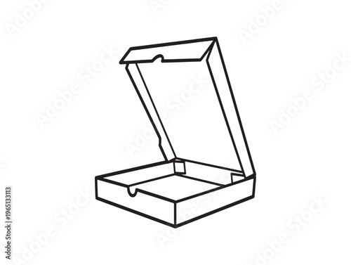 Open Pizza Box, Cardboard Container, Takeout Packaging, Food Delivery Box